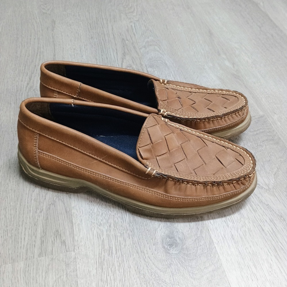 Freeman Brown Woven Loafer Leather Port 4994 Rubber Sole Size 10